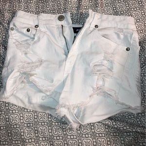 Aero White Distressed Shorts